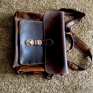 Vtg Navigational  Leather handbag